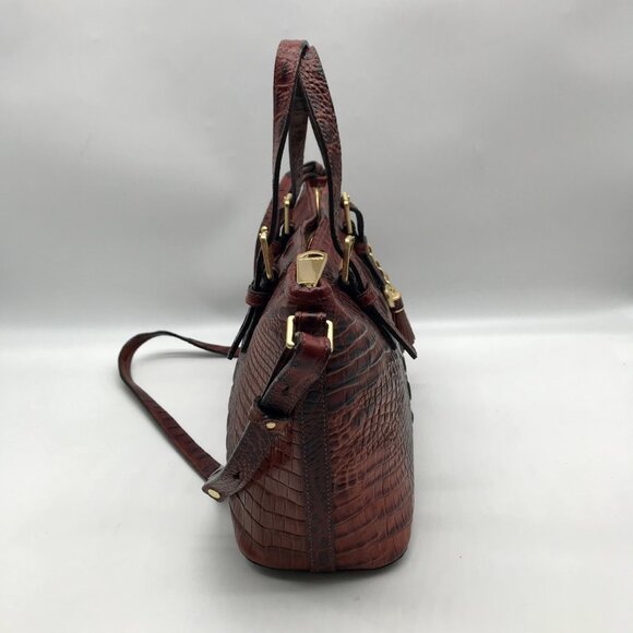 Brahmin Pecan Melbourne Croc Embossed Leather Asher Convertible Satchel - Picture 4 of 10